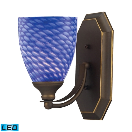 ELK LIGHTING Vanity 1-Lght Wall Lamp Aged Brnz w/Sapphire Glass - Incl LED Bulb 570-1B-S-LED